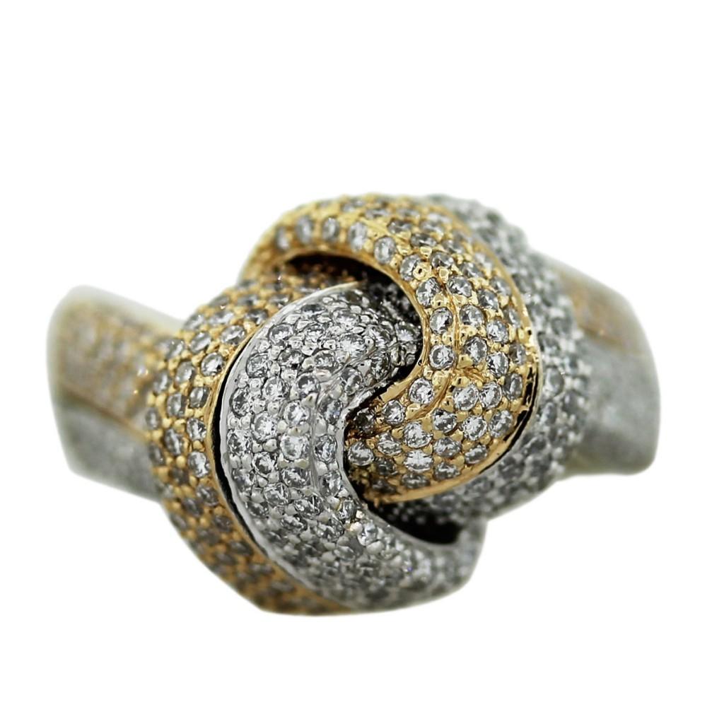 14K Two Tone Gold Pave Diamond Knot Design Ring 14K Two Tone Gold Pave Diamond Knot Design Ring, knot cocktail ring, diamond cocktail ring