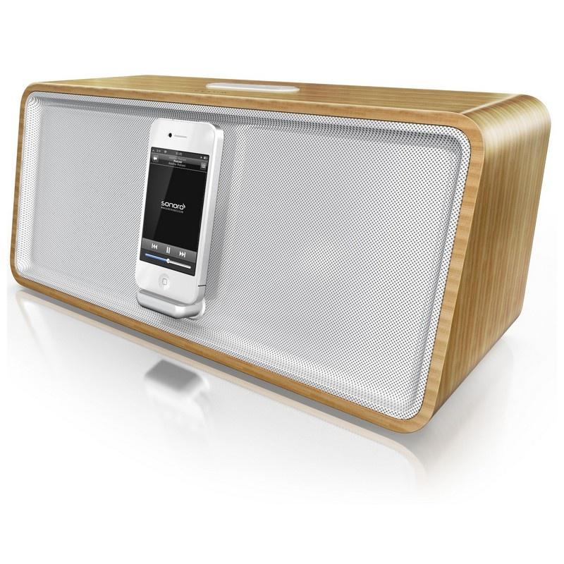 Bamboo / White CuboDock AU-7000 Stereo Speaker Dock by Sonoro