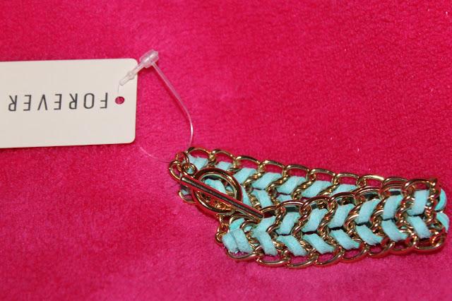 Mint green/ blue with gold metal pleating bracelet- Forever 21- £4.90