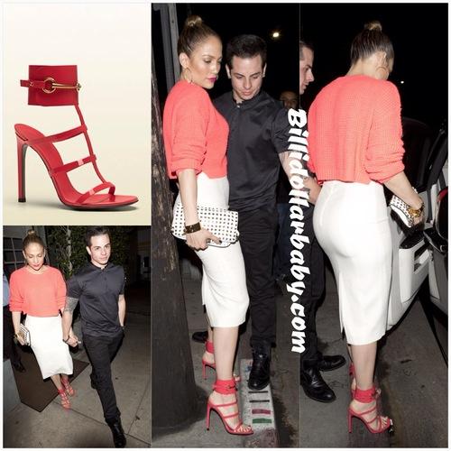 Jennifer Lopez leaving Giorgio Baldi restaurant wearing Gucci...