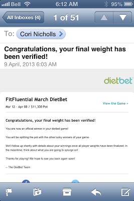 Cori the DietBet Winner!