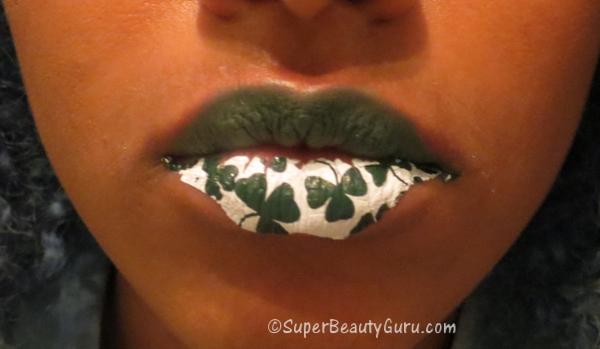 St. Patrick's Day Clover Lips Tattoo