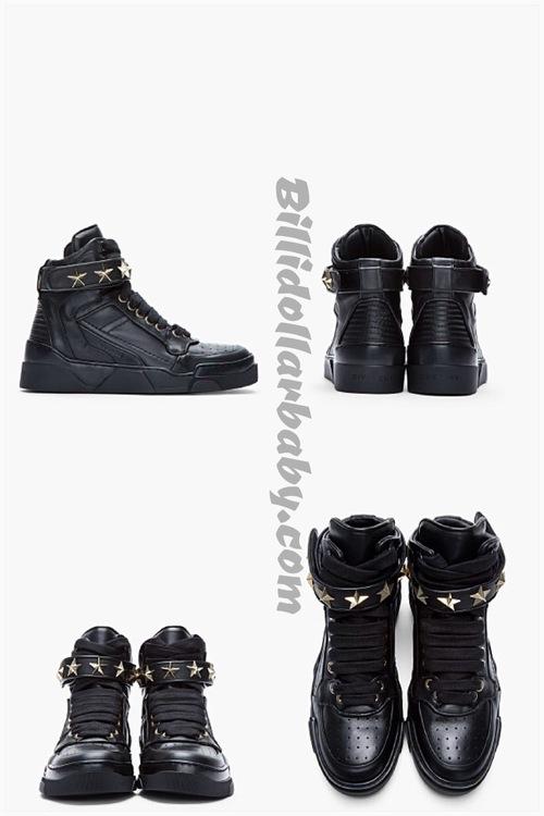 Givenchy Black Leather Star-Embellished High-Top Sneakers ($720)...