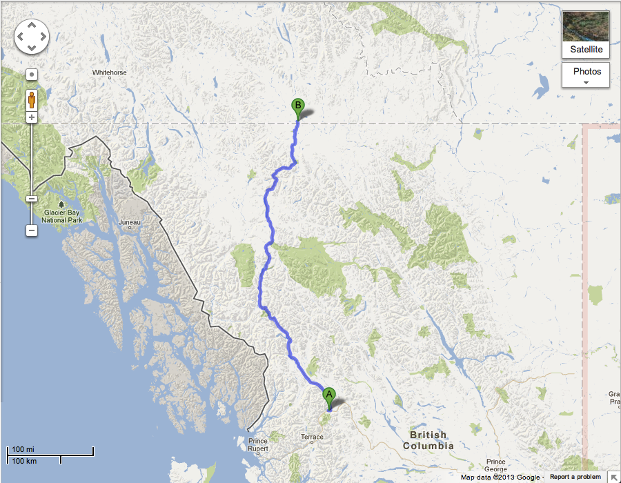 Map of the Cassiar Highway