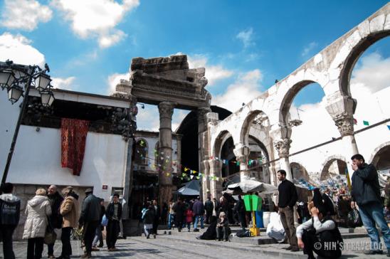 Temple of Jupiter at the end of Al Hamadiyyah Souq and at the entrance to the mosque