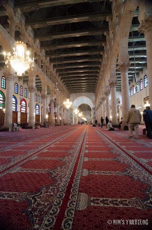 Praying hall inside the mosque, with Corinthian Columns