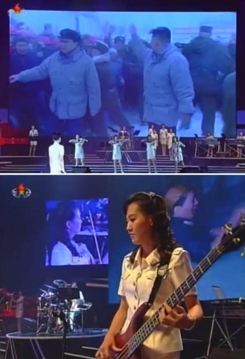A Moranbong Band performance (Photos: KCTV screengrabs/NKLW file photo)