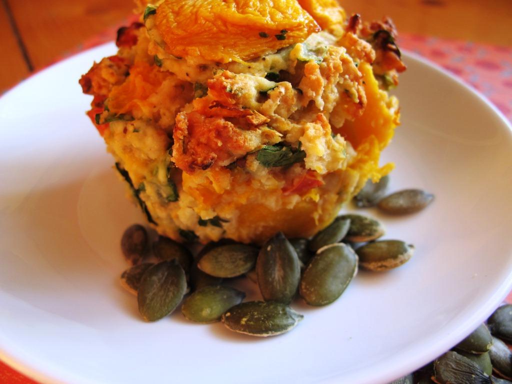 Pumpkin, spinach and semi-sundried muffins