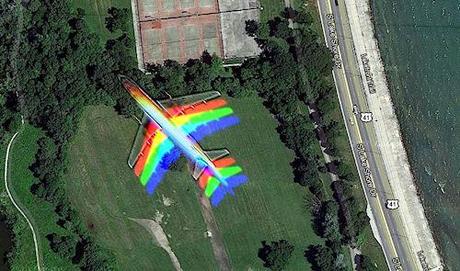 Google Maps Captures 'Rainbow' Plane In Flight Over Chicago