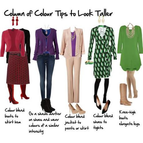 column of colour tips to look taller