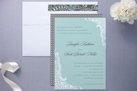 Tiffany Blue and lace invitation