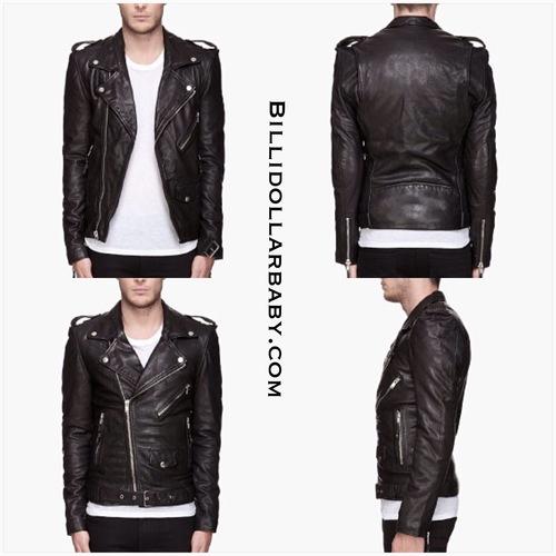 BLK DNM Black crumpled leather biker jacket ($795) Purchase Here