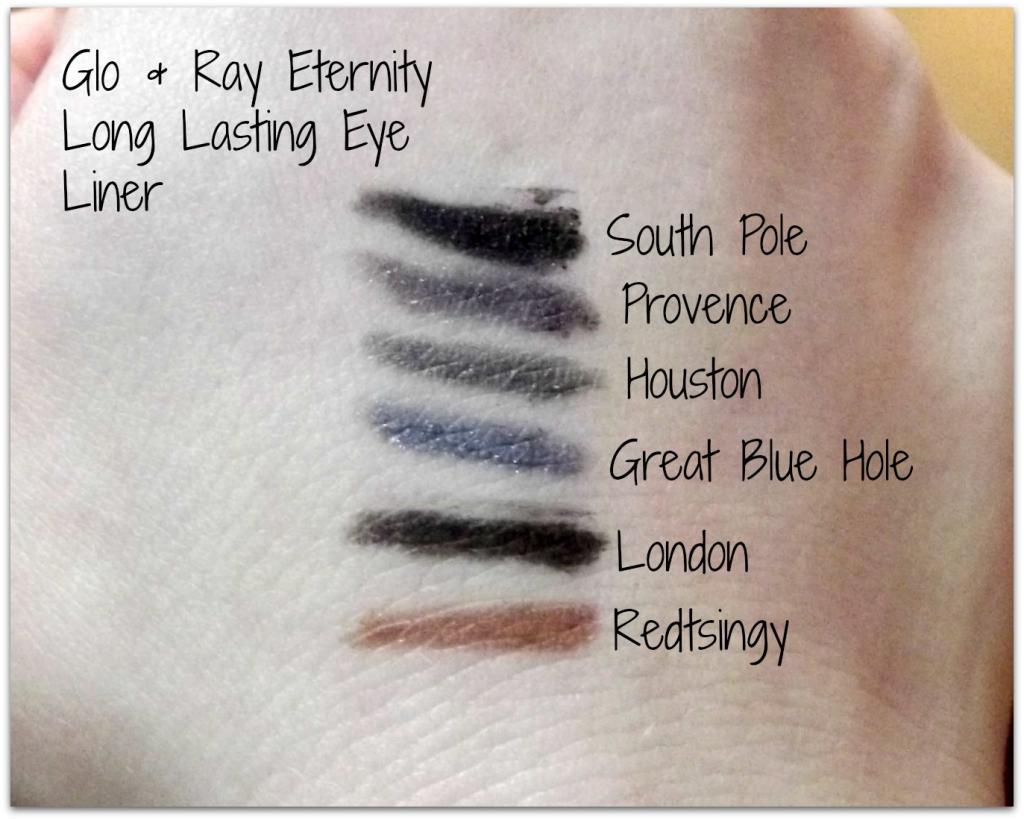 Glo and Ray, Eternity Long Lasting Eye Liner, Eye Liner, Swatches