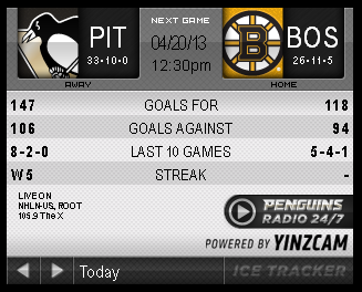 Game 44 : Penguins @ Bruins : 04.20.13 : Live Game Thread!