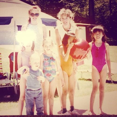 Saw my friend, Eri, in the orange bathing suit, for the first time in 22 years today. Here, with our siblings, my mom, and my aunt circa 1989.