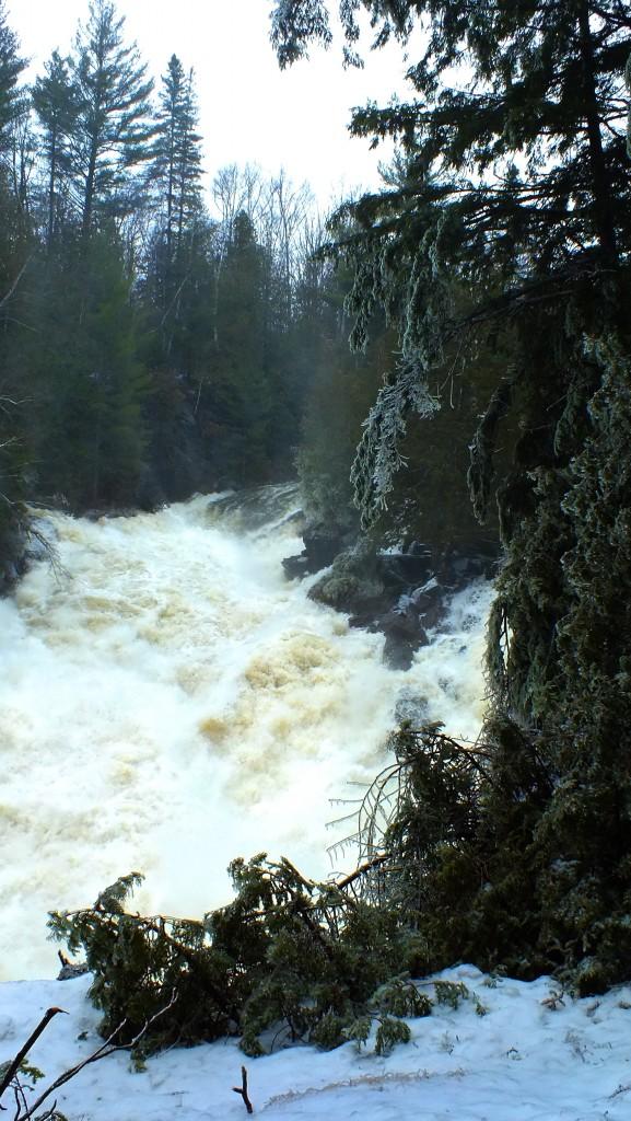 Ragged Falls - spring flooding of falls 1 - Oxtongue River - Ontario - April 20 2013