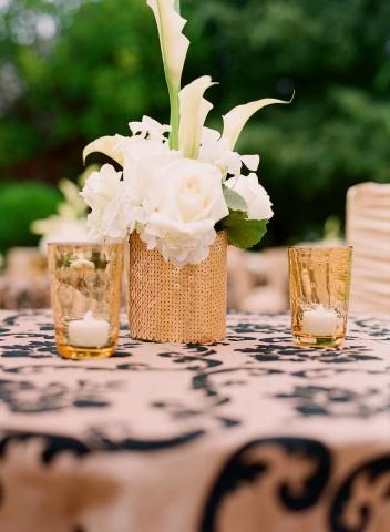 Flowers in Gold Vases