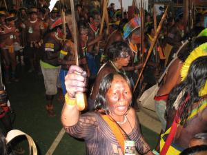 Kayapo Dancers vow to defend their territory from Brazil’s plans for the Belo Monte Dam in 2008