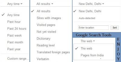 Now Search the results by Date and Time via Google Search Tools search tools