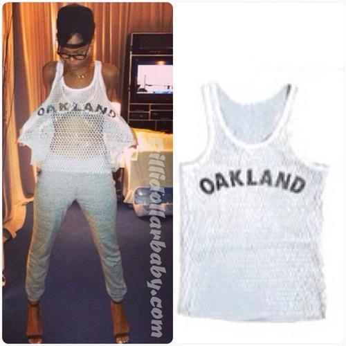 Rihanna wearing a LOVE Leather Oakland Tank in NYC
Rihanna...