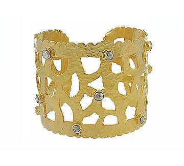gold cuff with sterling silve, two tone gold cuff