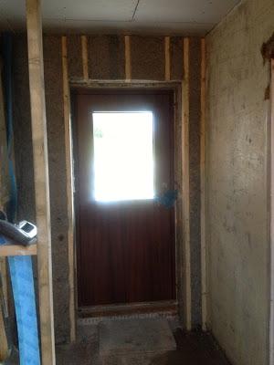 Internal sheepswool insulation by the front door