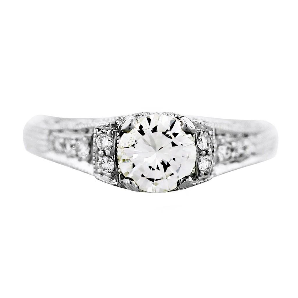 antique style engagement ring, vintage engagement ring, platinum and 