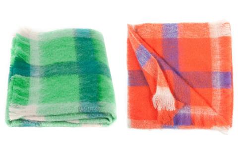 Mohair throw blanket by Gorman in cheery plaid, made in Australia