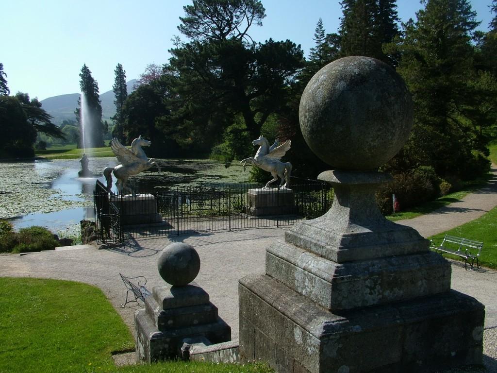 Powerscourt House and Gardens, A World Of Floral Glory – Ireland Tiriton Lake - view of Winged Horses - Powerscourt - Ireland