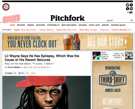 Lil Wayne's story ran on Pitchfork.com, and it became a component of my research this semester.