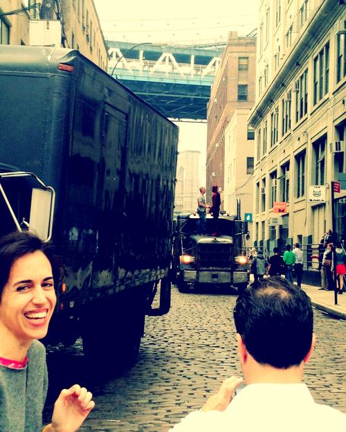 Spiderman filming in Dumbo today. Requisite “I was there” shot featuring Marilu.