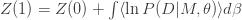 Z(1) =Z(0) + \int \langle \ln P(D|M,\theta)\rangle d\beta
