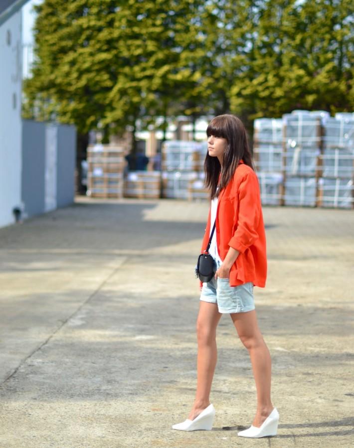 outfit orange blazer white heels givenchy obsedia