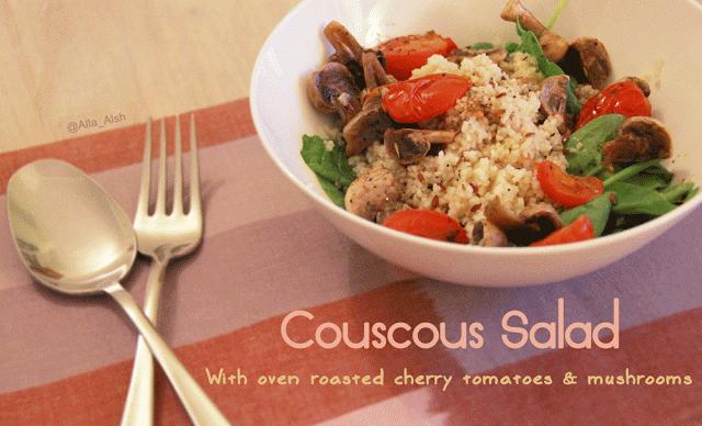 Couscous Salad with Roasted Cherry Tomatoes and Mushroom
