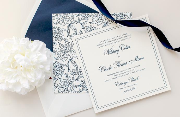 Posh Square Wedding Invitation Suite by KimberlyFitzSimons with Dom Loves Mary Calligraphy font by Debi Sementelli, Calligraphy font, Dom Loves Mary script font, wedding invitations, navy and white wedding invitations, best selling font, most popular fonts, top selling fonts, cursive fonts, fonts for wedding invitations, fonts for invitations, wedding fonts, DIY wedding, Belluccia calligraphy font, 
