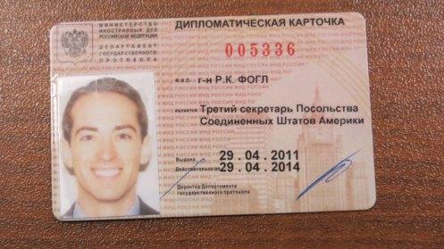 Fogle's Russian issued diplomatic pass.