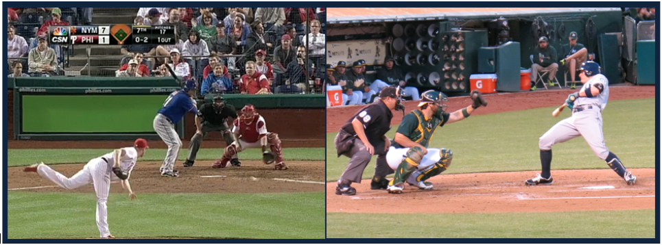 Left: Waste pitch not even close to the zone. Right:  A pitch thrown with a purpose.