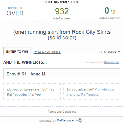 Rock City Skirts Winner! and a little announcement