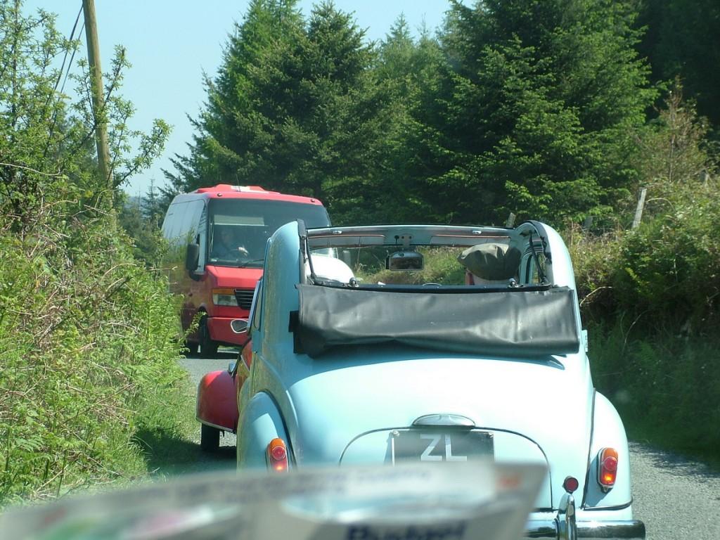 Driving the Intriguing Backroads of Wicklow County – Ireland Red Messerschmitt KR- 175 microcar meets bus - Enniskerry - Wicklow - Ireland
