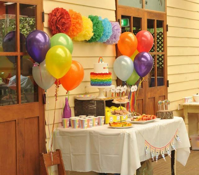 Rainbow Themed 5th Birthday Party by  Rebellyous Cake Co