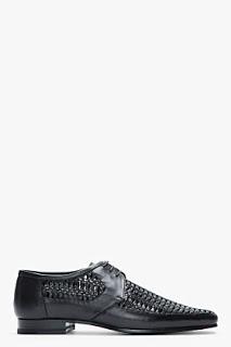 Luxury Aired Out:  Saint Laurent Black Braided Leather Derby