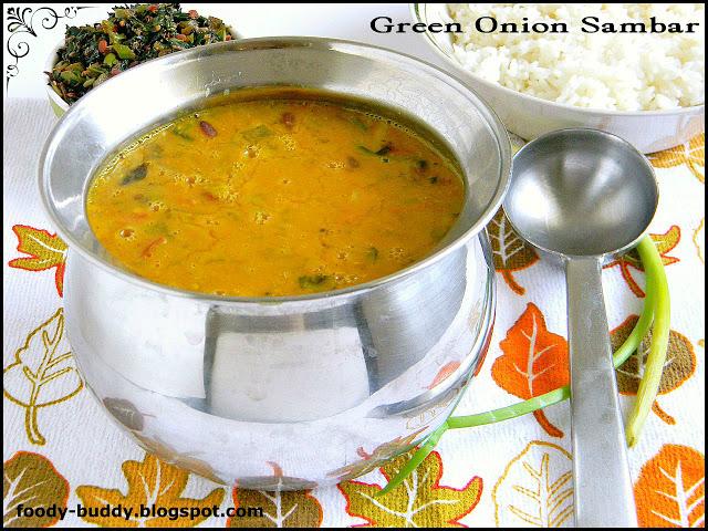 Green Onion Sambar / Vengayathal Sambar
