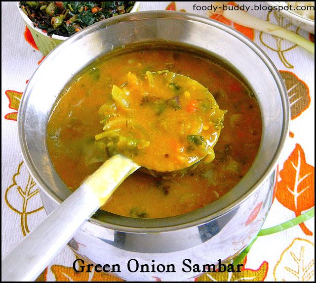 Green Onion Sambar / Vengayathal Sambar