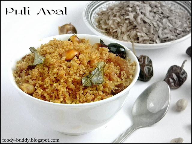 Puli Aval / Tamarind Poha Recipe / Tamarind Red Rice Flakes - Breakfast Recipe