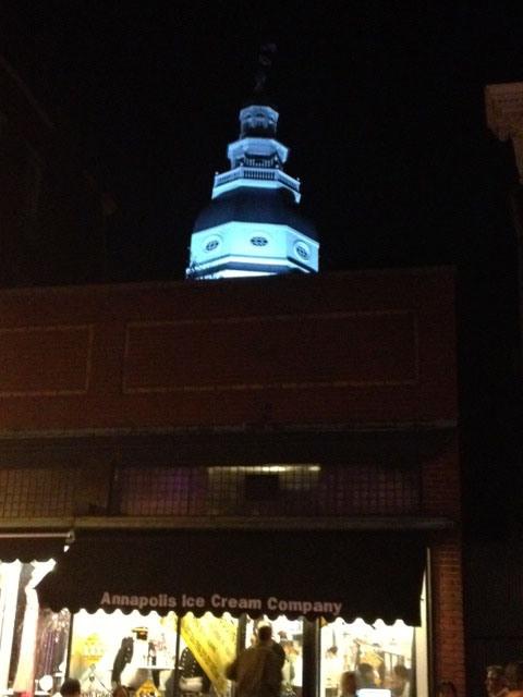 Where I Can Breathe The Annapolis Ice Cream Company & The Capitol at night.