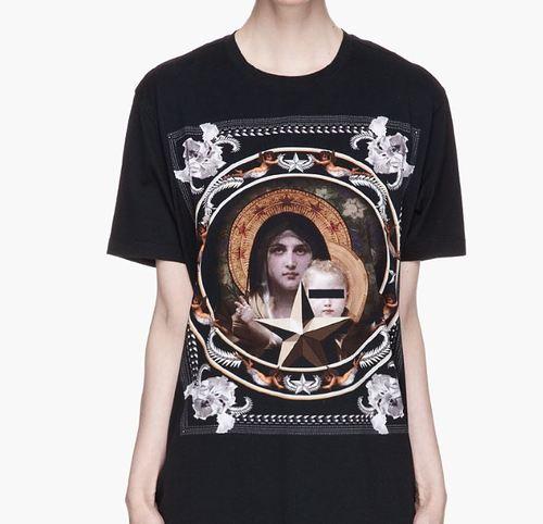 SHOP: Givenchy Black Framed halo Madonna T-Shirt available at...