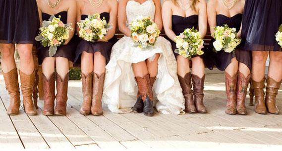 Bride and Bridesmaid in Cowboy Boots