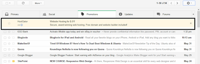 Ads in new Gmail interface which looks like an email