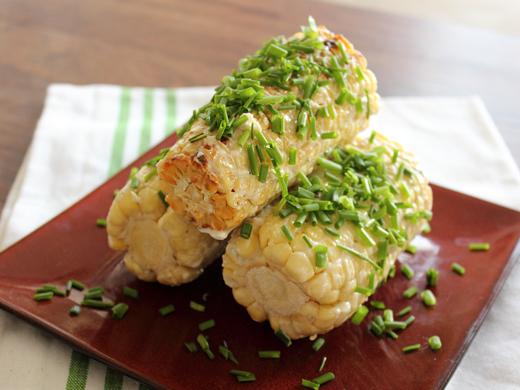 Grilled Corn with Gorgonzola, Apple, Chive Spread Grilled Corn with Gorgonzola, Apple, Chive Spread