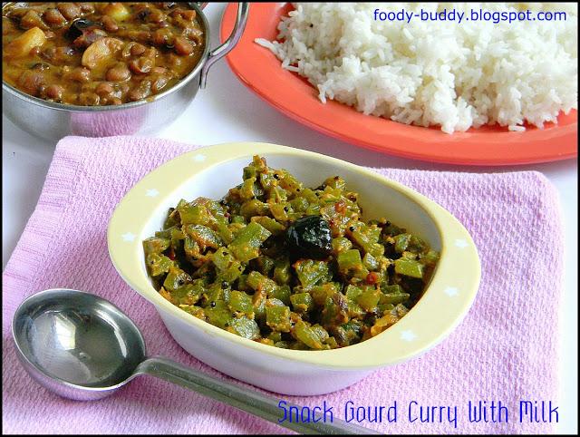 Pudalangai Poriyal / Snakegourd Curry with Milk